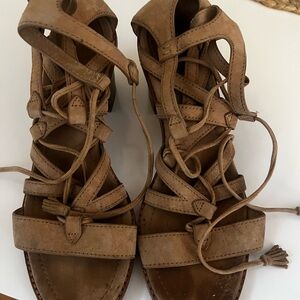 Frye Brown Leather Strappy Sandals